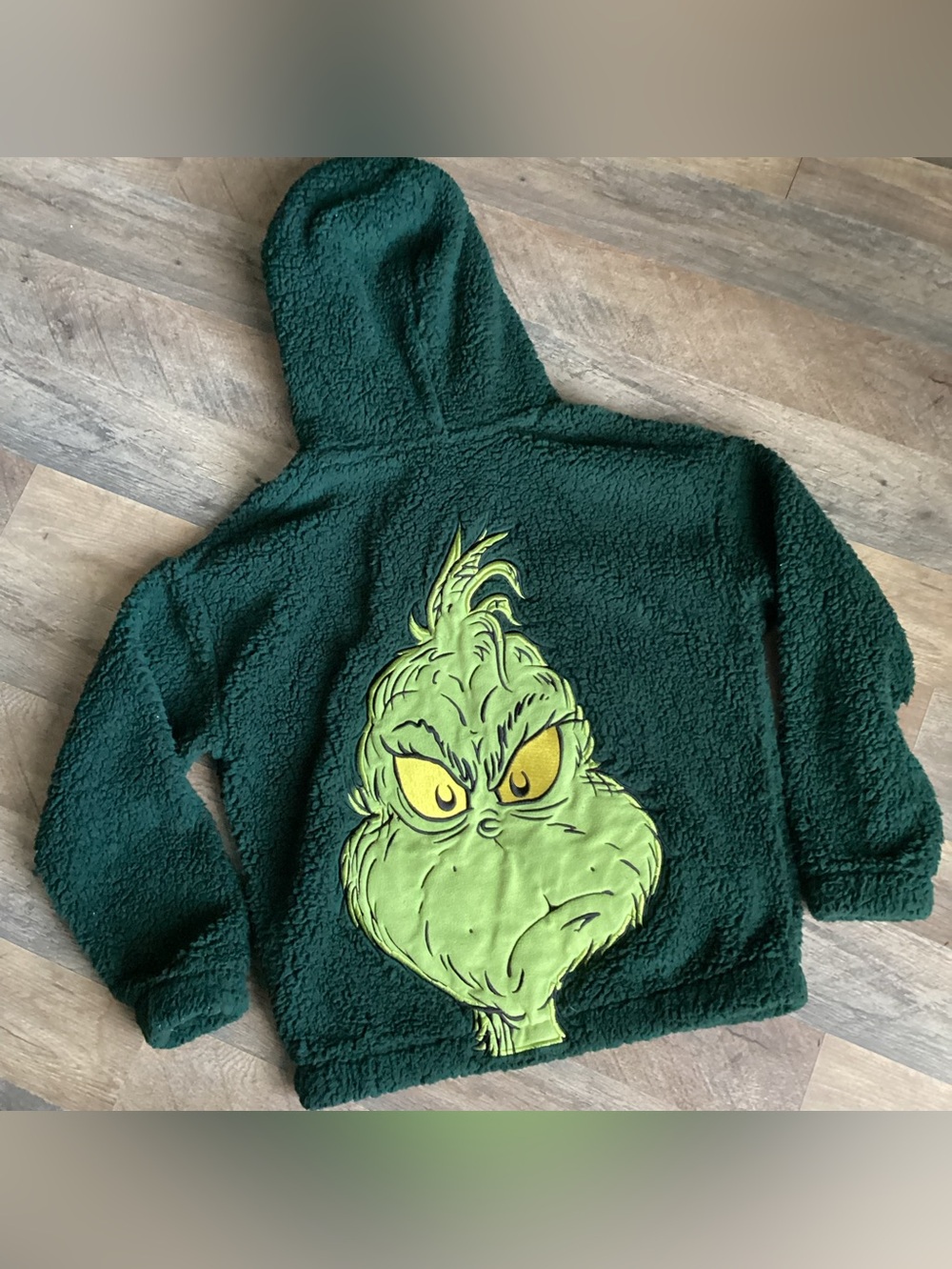 H&M Kids Green Grinch Fleece Hoodie Jacket